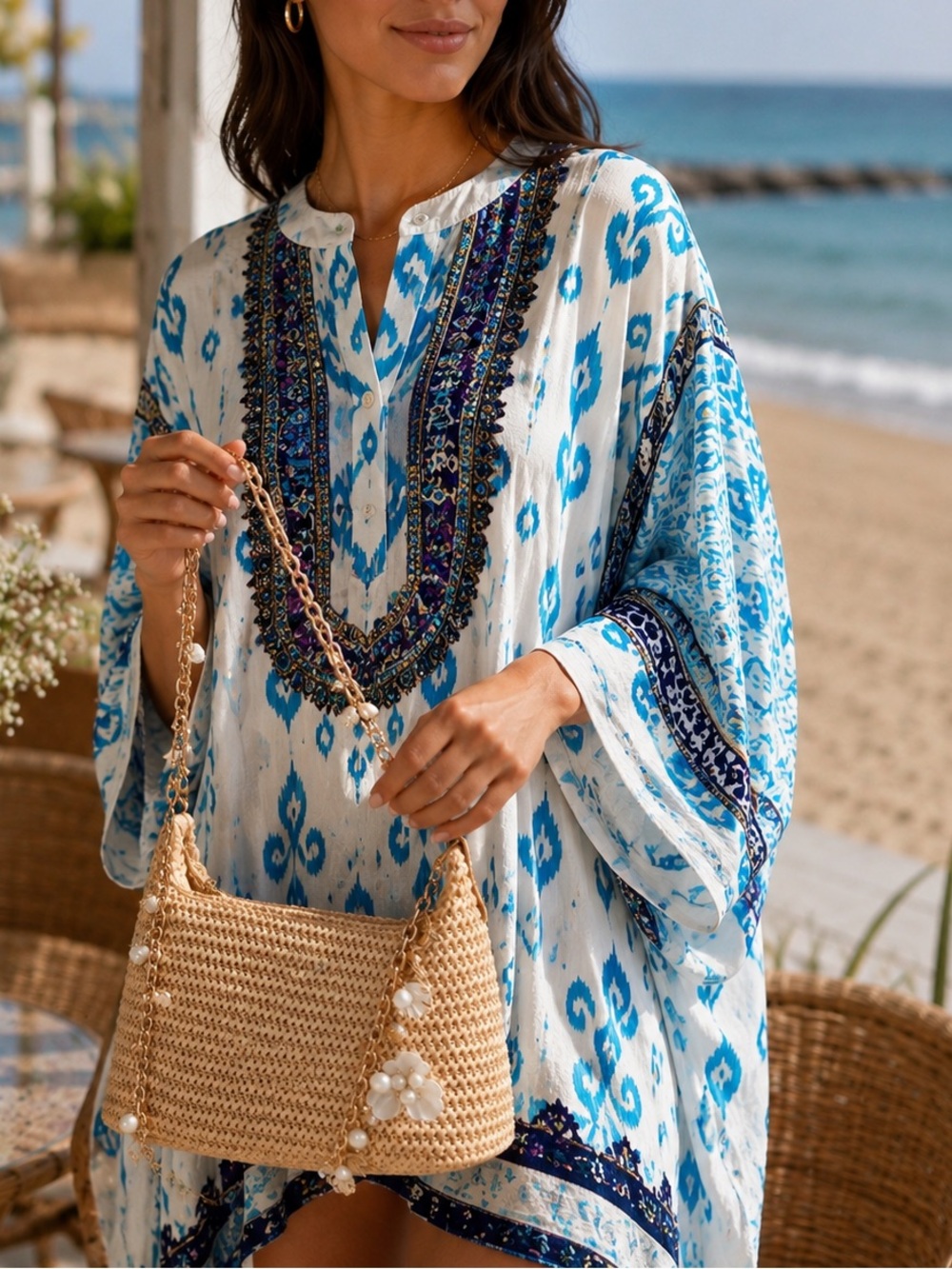 Gorgeous Greek Silk Satin Women Plus Size Kaftan Top- Fits S-5XL!